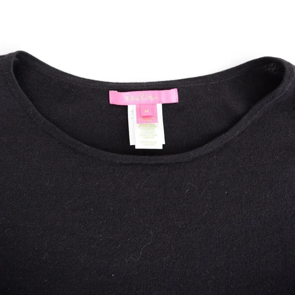 Lilly Pulitzer Black Ramona Pullover Lightweight Sweater 68% Cotton Fringe Med - Picture 13 of 13